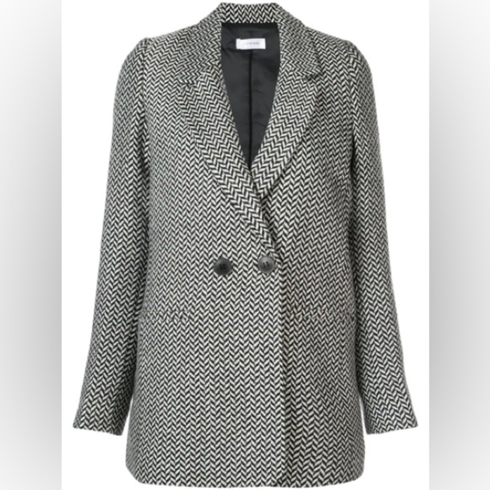 Anine Bing Fishbone Blazer Black and White